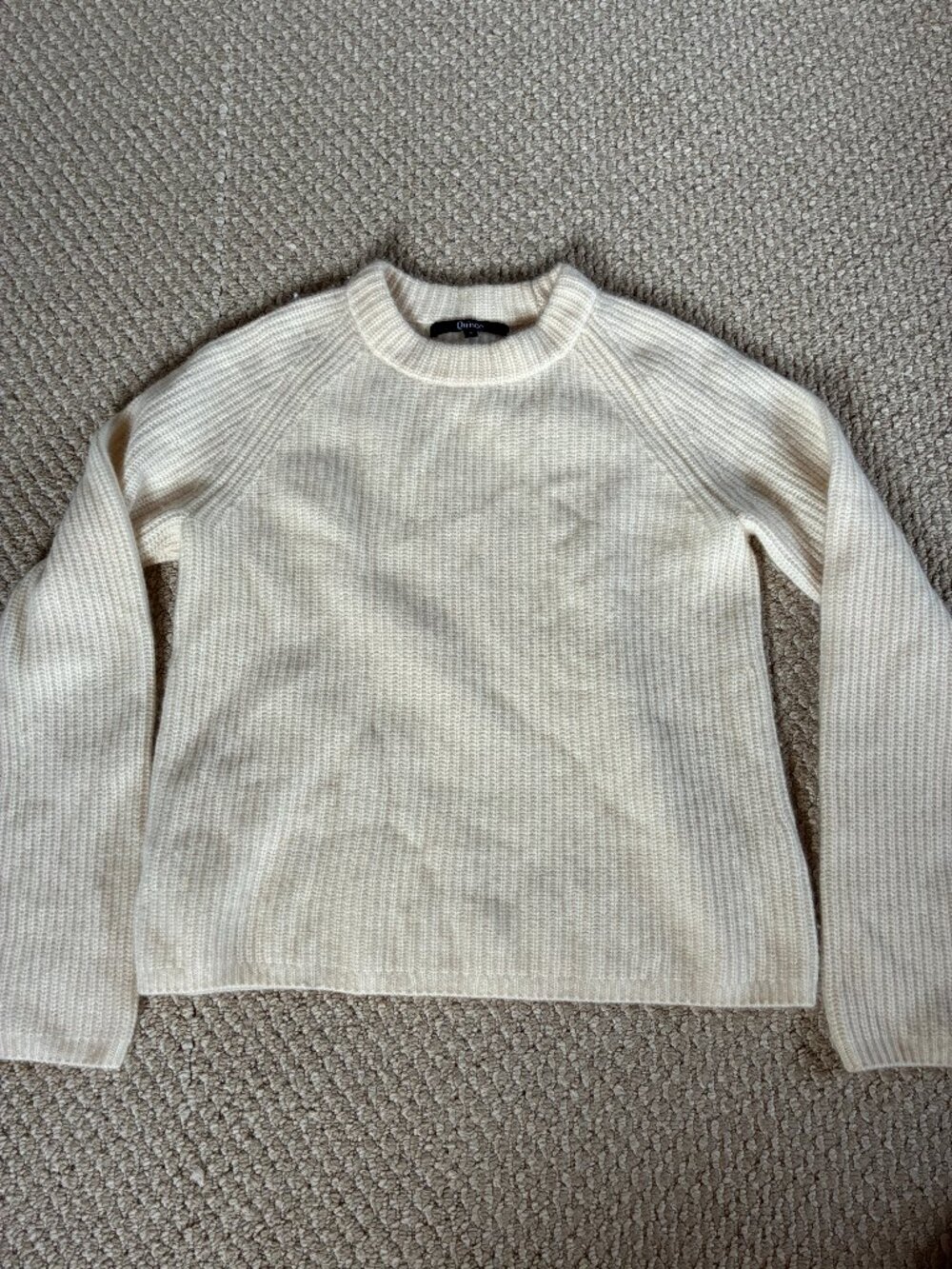 Quince Ivory Cashmere Ribbed Knit Crew Sweater Small Classic Capsule Minimalist